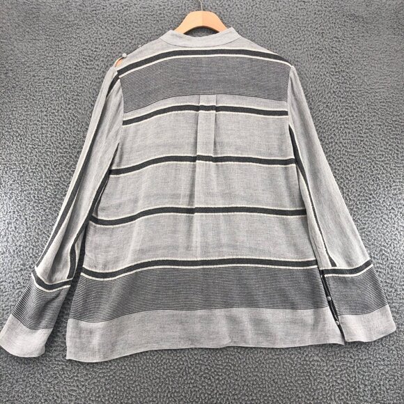Derek Lam 10 Crosby Top Womens 8 Gray Stripe Wool Blend Tunic Ruffle Lagenlook - Picture 3 of 10